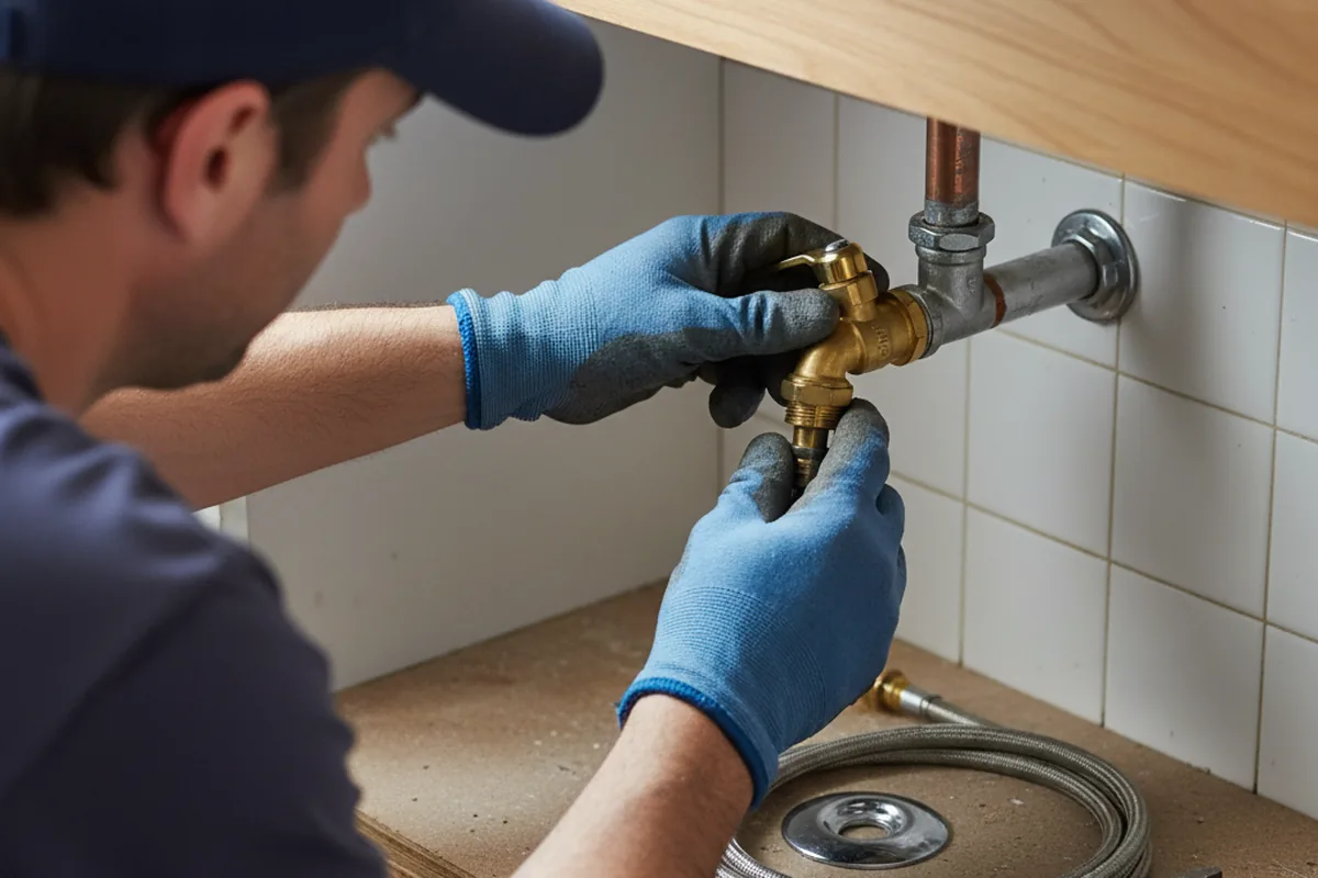 Shutoff valve and fitting work during Burst Pipe Repair in Rosedale